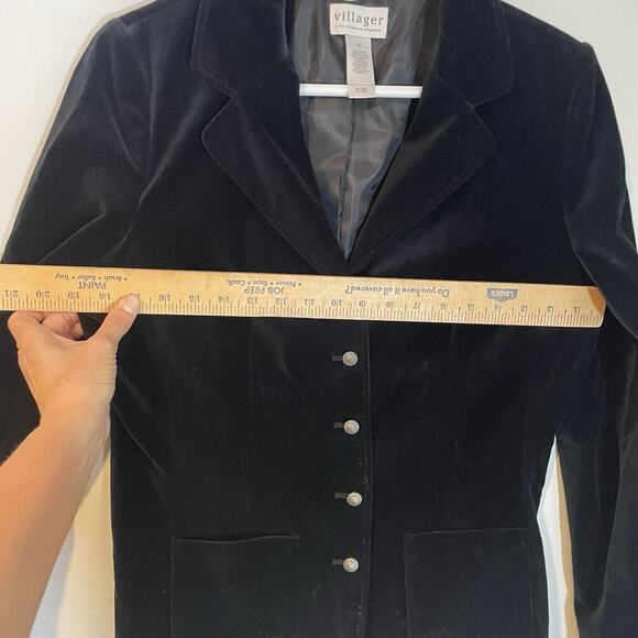 Liz Claiborne Velvet Blazer 4-Button Single Breasted Black Lined Pockets Size 10 - Picture 5 of 8